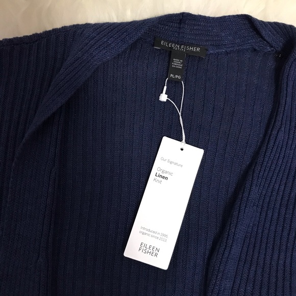Eileen Fisher ORGANIC LINEN RIBBED CARDIGAN - Picture 5 of 8